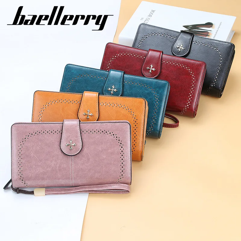 2022 Large Women Wallets Name Engraving Hollow Out Long Wallet Fashion Top Quality PU Leather Card Holder Wallet For Women 6