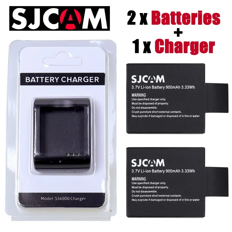 Новинка 2 шт. SJCAM sj4000 батареи+ Зарядное устройство для SJCAM sj4000 sj5000 SJ6000 sj7000 sj8000 WI-FI камера M10