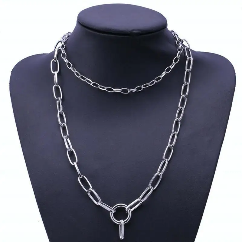 

New Popular Element Alloy Simple Necklace Fashion New Personality Necklace Two Chain Necklace Gold Silver Unisex Chain Necklace