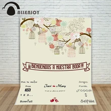 Allenjoy DIY Photocall Свадебные Задний план пользовательских свадебное фон птица фотографии романтические фонов