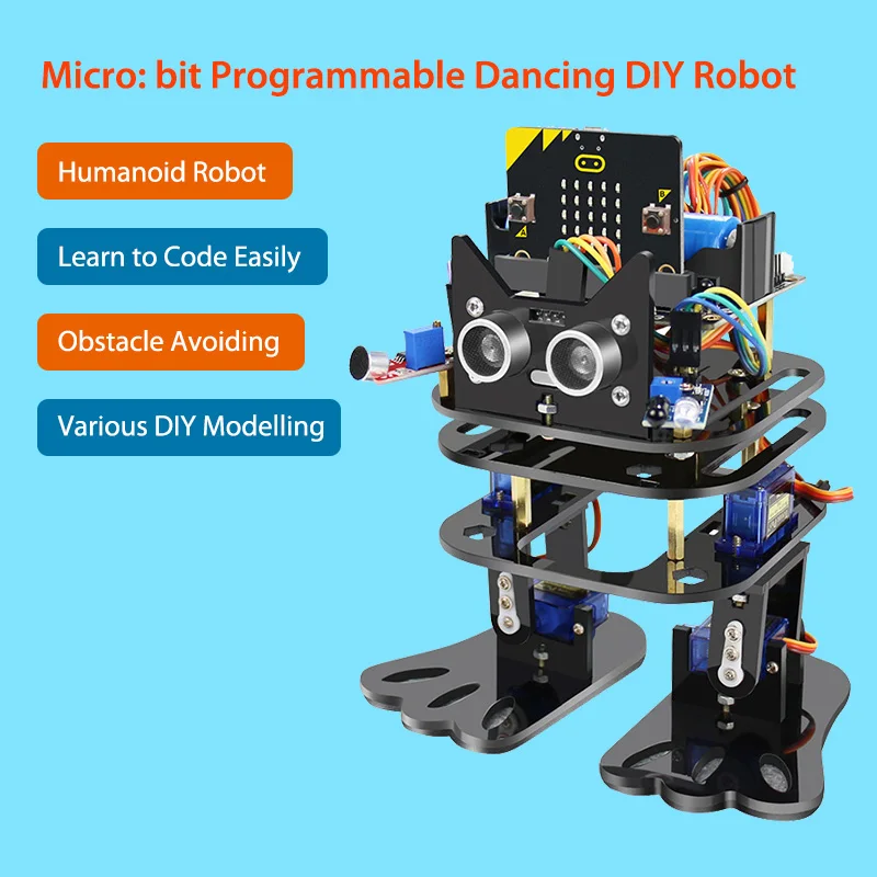 

Elecrow Micro: bit Programmable Dancing DIY Robot Bipedal Humanoid Servo Robots Micro Bit Programming Learning Kit for Children