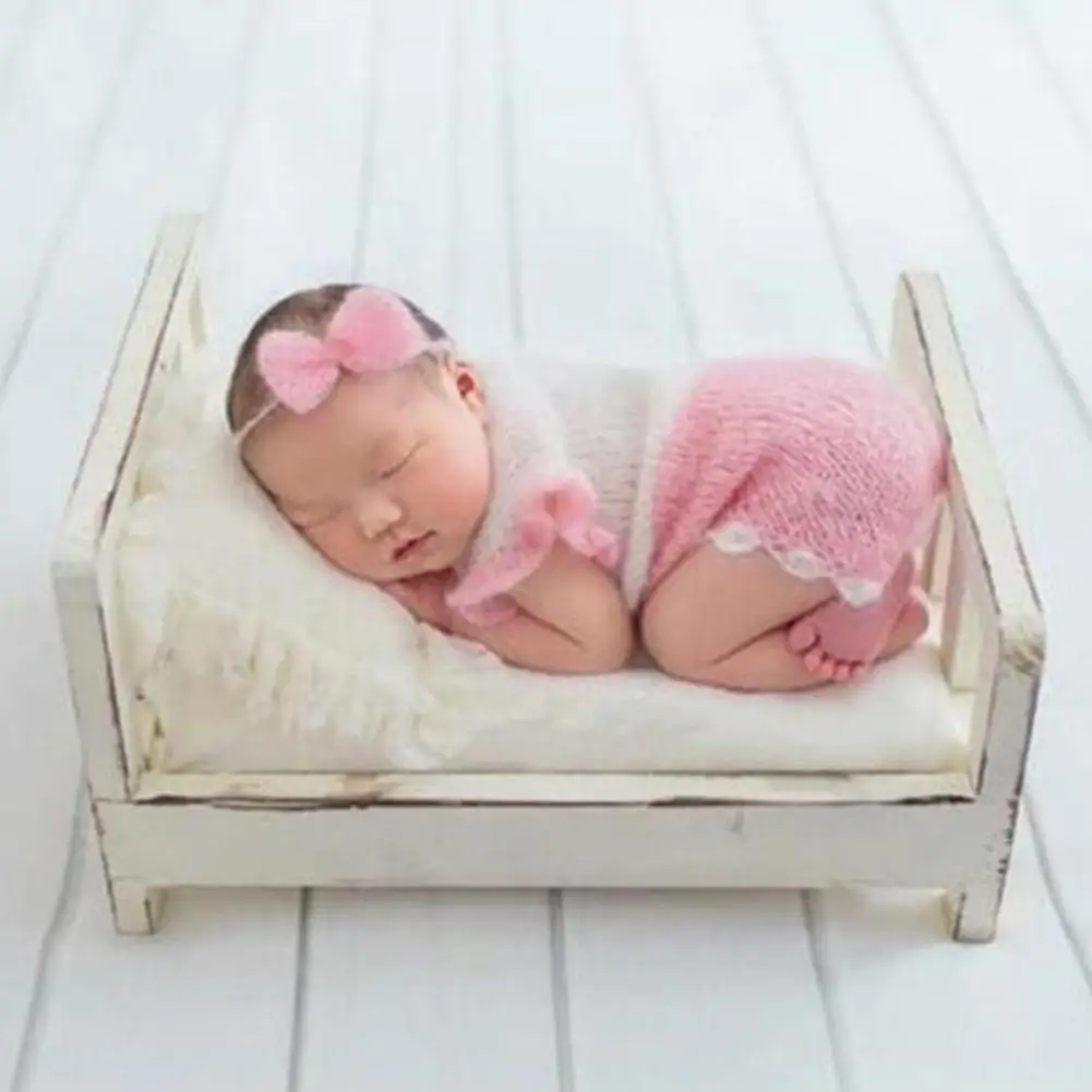 Реквизит для фотосъемки новорожденных детская кроватка фото Маленькая деревянная кровать реквизит для фотосъемки фотостудия реквизит для фотосессии позирует диван