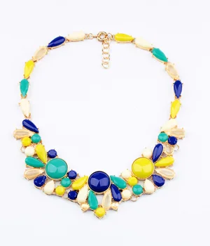 

2014 Newest Fashion Design Colorful Rhinestone Temperament Chunky Choker Bib Statement Necklaces Women Sweater Necklace N1511