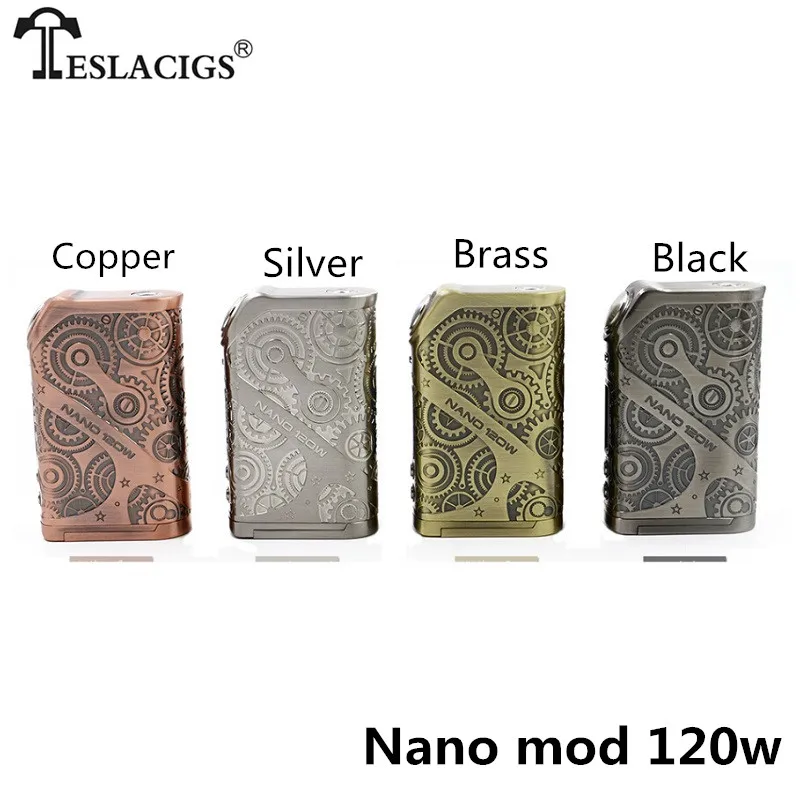 

100% Original Tesla Nano mod 120w Teslacigs Nano 120W vape Box Mod Steampunk style VW/TC/TCR mode for vape Electronic cigarette