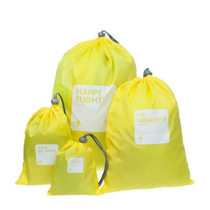XZJJA 4 шт. водонепроницаемый Дорожная сумка для хранения на шнурке нейлоновое нижнее белье Обувь Одежда Косметика мешок багаж класс пакет - Цвет: Yellow