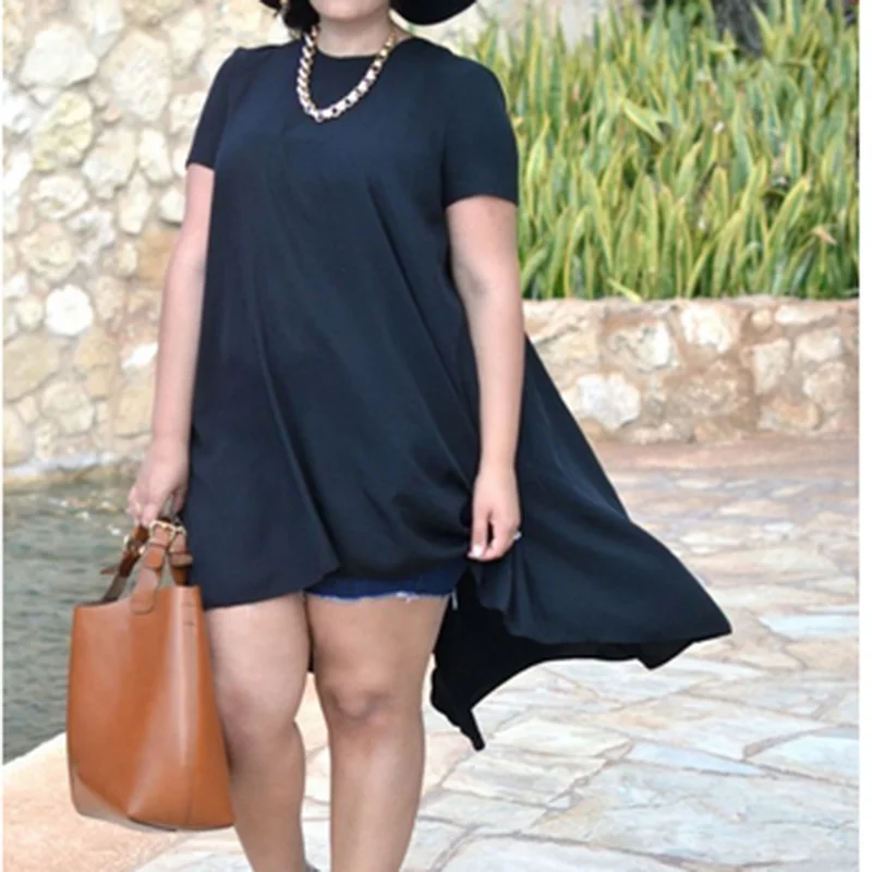 Summer Women O-Neck Chiffon Top Tee Irregular Solid Blouses Casual Loose Short Sleeve Blouse Blusa Plus Size S-5XL Summer Women O-Neck Chiffon Top Tee Irregular Solid Blouses Casual Loose Short Sleeve Blouse Blusa Plus Size S-5XL