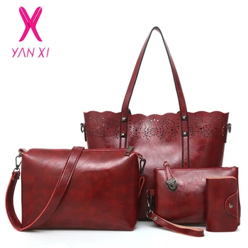 

YANXI Handbags Women 4 Pcs Set Shoulder Crossbody Bags Female Clutch Bag Ladies Messenger Bags Tote Big High Quality Women Bag