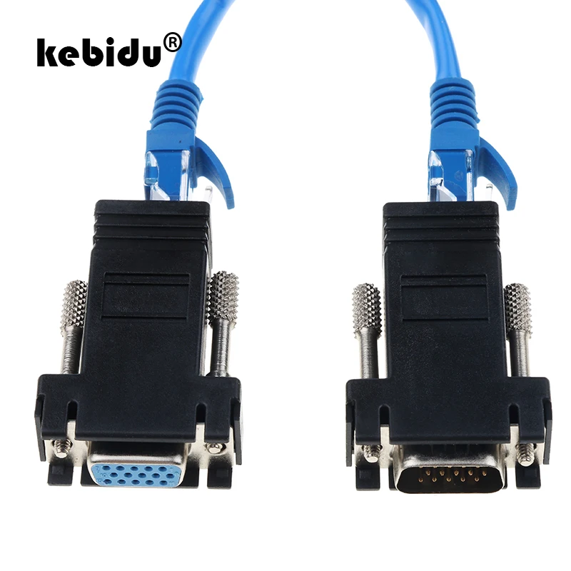 Kebidu 2 шт. RJ45 для мини VGA удлинитель Шнур Мужской Женский для Lan Cat5 Cat5e RJ45 Ethernet адаптер для ПК ноутбука