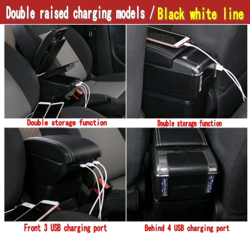 Для Mini Coupe R50 Cooper S R53 подлокотник коробка - Название цвета: Double USB white