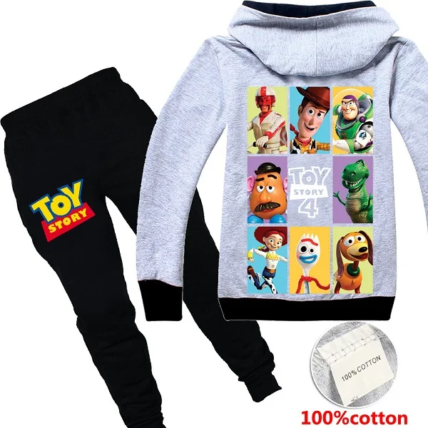 Toy Story 4 Cartoon Cosplay Kids Cotton Clothes Sets Baby Girls Boys Sports Hoodie T-Shirt Pants 2pcs/Sets Casual Tracksuit - Цвет: Hoodie pants 2pcs