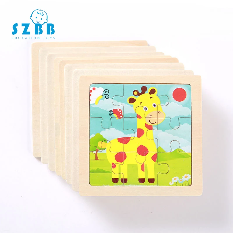 

SZ STEAM Wooden Jigsaw Puzzle Toys Cartoon Animal Early Educational For Children Baby Kids Educational Puzles Toy