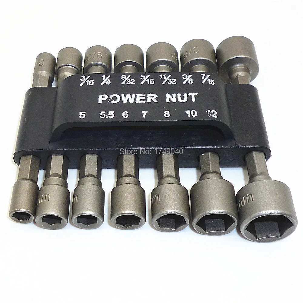 

14pcs Professional Socket Nut Driver Set Metric SAE Socket Wrench 1/4" Hex Shank Power Tools for Power Drills and Impact Drivers