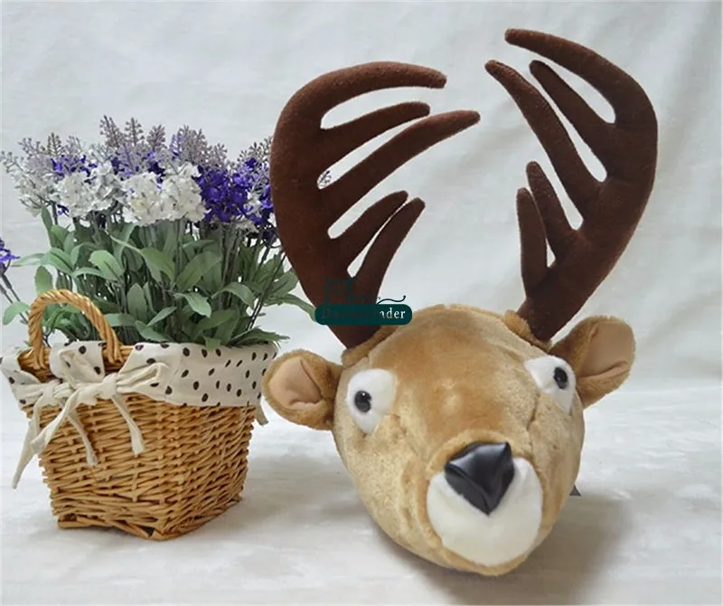 Dorimytrader Pop Anime Realistic Animals Heads Elephant Fox Panda Deer Rhinoceros Plush Toys Animal Wall Hanging Nice Home Decoration Doll DY61780(9)