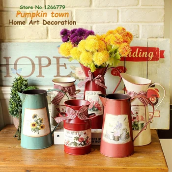 

2018 NEW American pastoral style high-quality exquisite iron vase,Floral arrangement iron barrel,home decorative vase