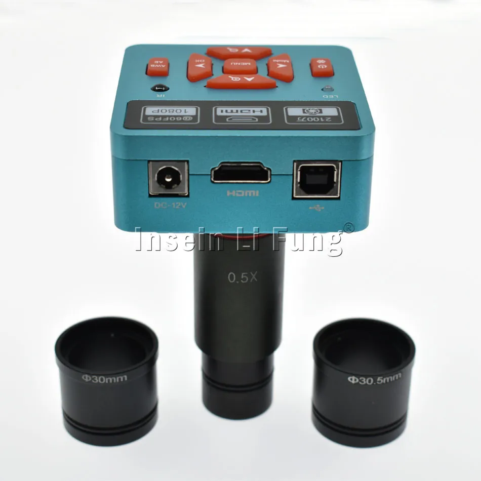 

HD 21MP 1080P 60fps Digital Microscope HDMI USB Camera TF Card Video Recorder+0.5X C mount Eyepiece Lens+30mm 30.5mm adapter