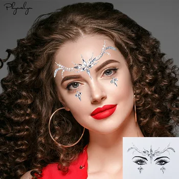 

3D Crystal Temporary Tattoo Sticker Face Jewels 1 Piece Rhinestone Glitter Tattoo Eyebrow Face Stickers for Makeup