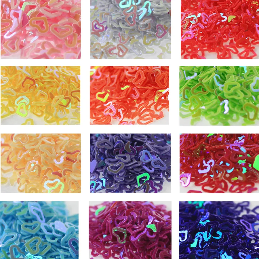 Acessórios de Decoração Atacado Cores Unha Jóia Oco Coração Estrela Carta Notas Forma Art Beleza Decalque Rebite 200 Conjuntos Mix 12