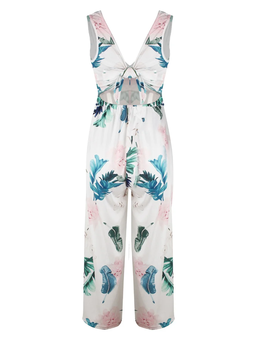 Gladiolus Hot Summer Jumpsuit Women 2019 V Neck Floral Print Split Long Pants Beach Sexy Jumpsuits 2019 Rompers Womens Jumpsuit (43)