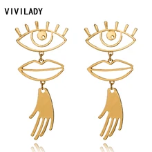 VIVILADY, модные богемные серьги-капли в виде глаз, металлические серьги для женщин, золотая металлическая горловина, массивные ювелирные изделия, вечерние, женские подарки