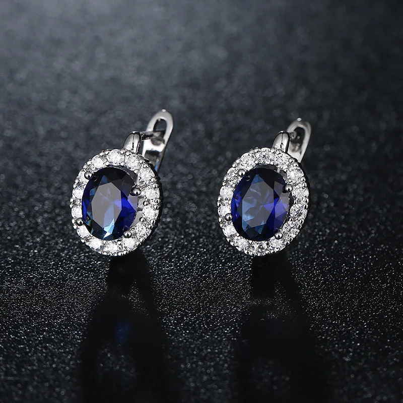 

Bilincolor blue cubic zirconia fashion english lock fashion earring for women for party