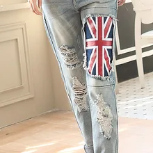 Горячая Распродажа женские повседневные брюки-карандаш модный винтажный свободный джинсовый рваный комбинезон универсальные шаровары