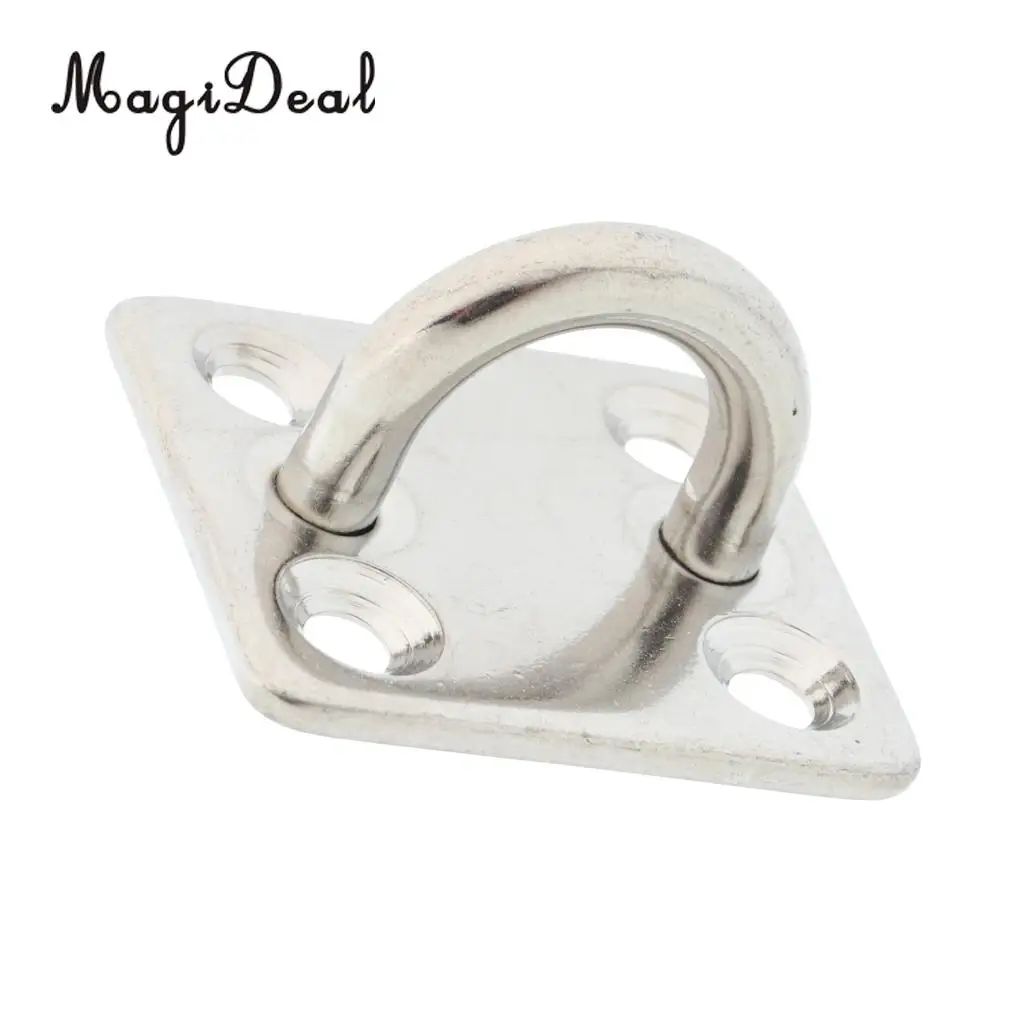 Heavy Duty 304 Stainless Steel Pad Eye Plates 5mm Square Base Staple Mooring Fitting for Marine Boat Sailboat Rigging