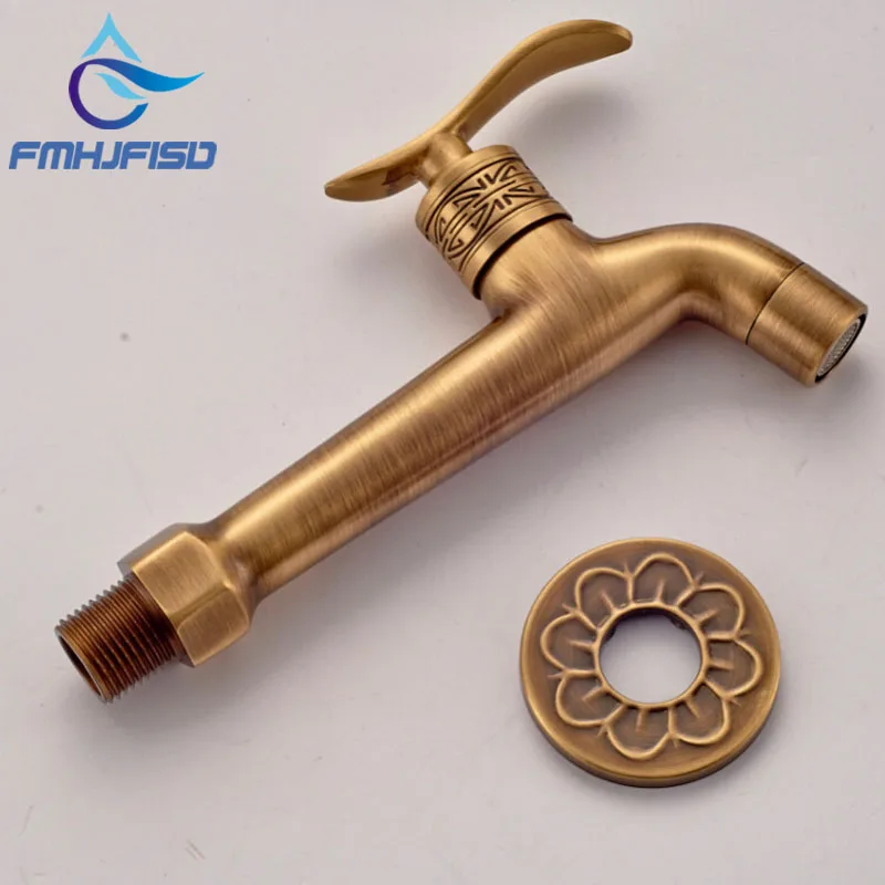 Antique Brass Washing Machine Faucet Wall Mounted Mop Pool Faucet For