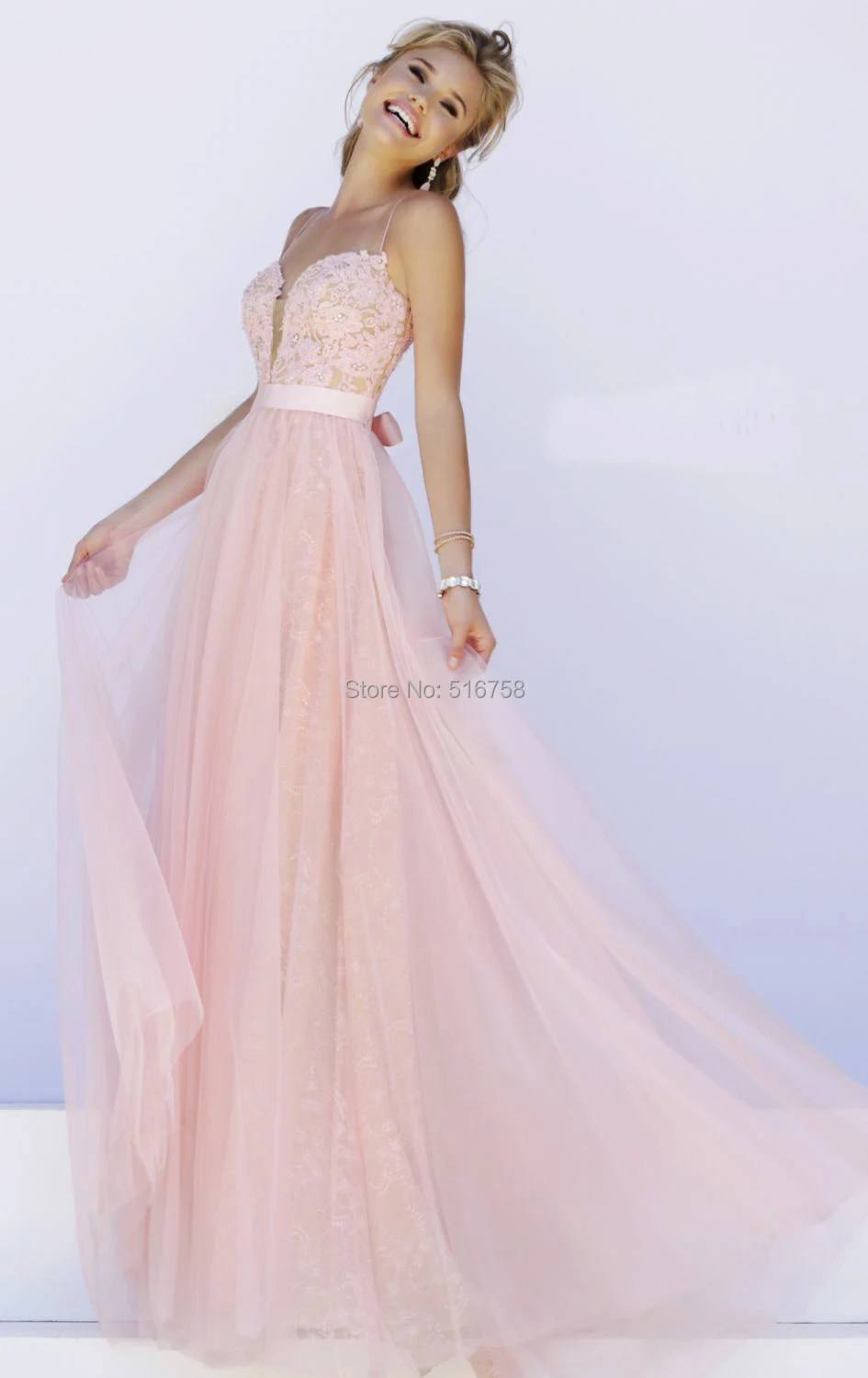 flowy lace prom dresses