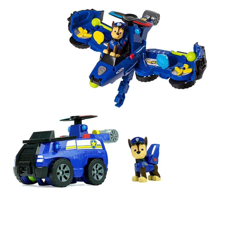 Paw Patrol dog Patrol car Flip Fly Vehicle toys Can Have Fun With This 2-in-1 Vehicle Transforming From Bulldozer to a Jet Kids