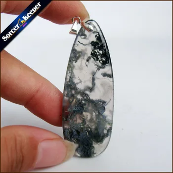 

Green Moss Agates Slice Natural Stone Quartz Pendant Statement Necklace Women Collier Fantaisie Sieraden For Jewelry Making K650