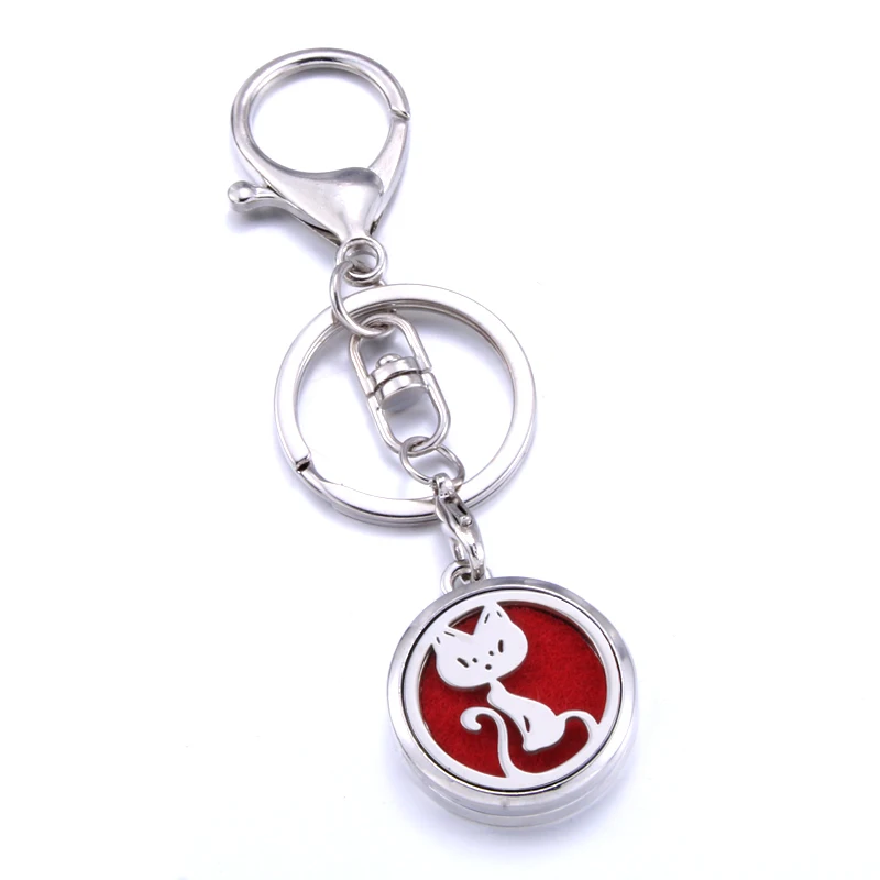 

Cat pattern Magnetic Aromatherapy key chain Jewelry Perfume Locket Pendant Essential Oil Diffuser key chain Pendant Dropshipping