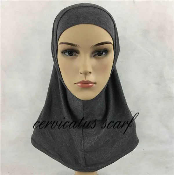 ; Простые хиджаб Амира для детей; 2 предмета; однотонные мусульманские хлопковые трикотажные шарфы; Исламская одежда; Khimar Jilbab - Цвет: color 11