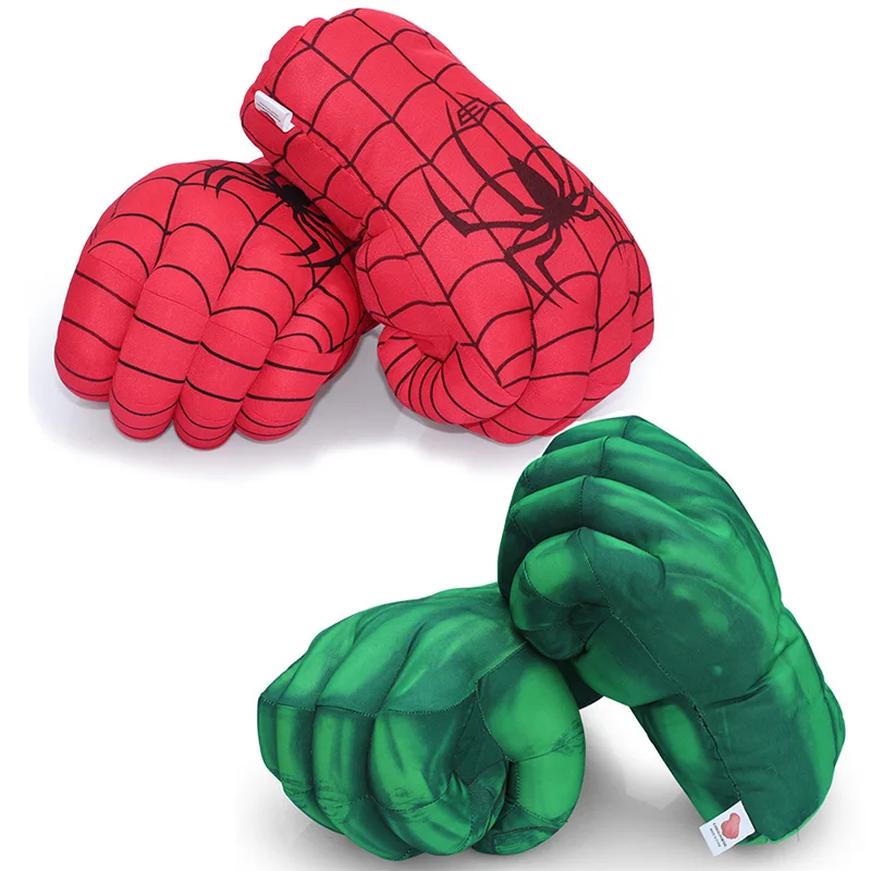 Ceny 13 33 cm Hulk Smash Hands + Spider Man pluszowe rękawiczki Spiderman wykonywanie zabawki rekwizyty wielki prezent