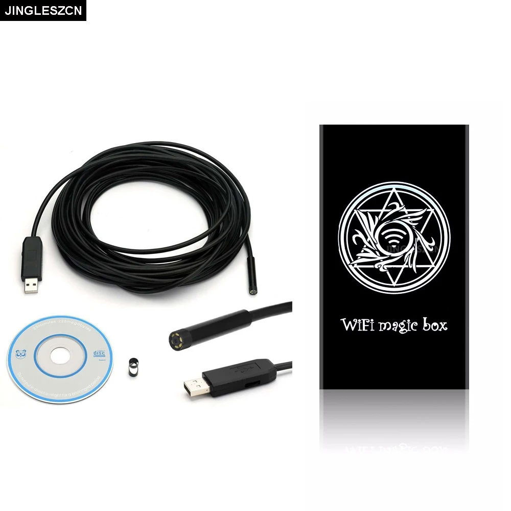 

JINGLESZCN WIFI Endoscope Camera 7MM Lens 2M 5M 7M 10M 15M 20M 25M Borescope Inspection Camera USB Endoscopio Android IOS Phone
