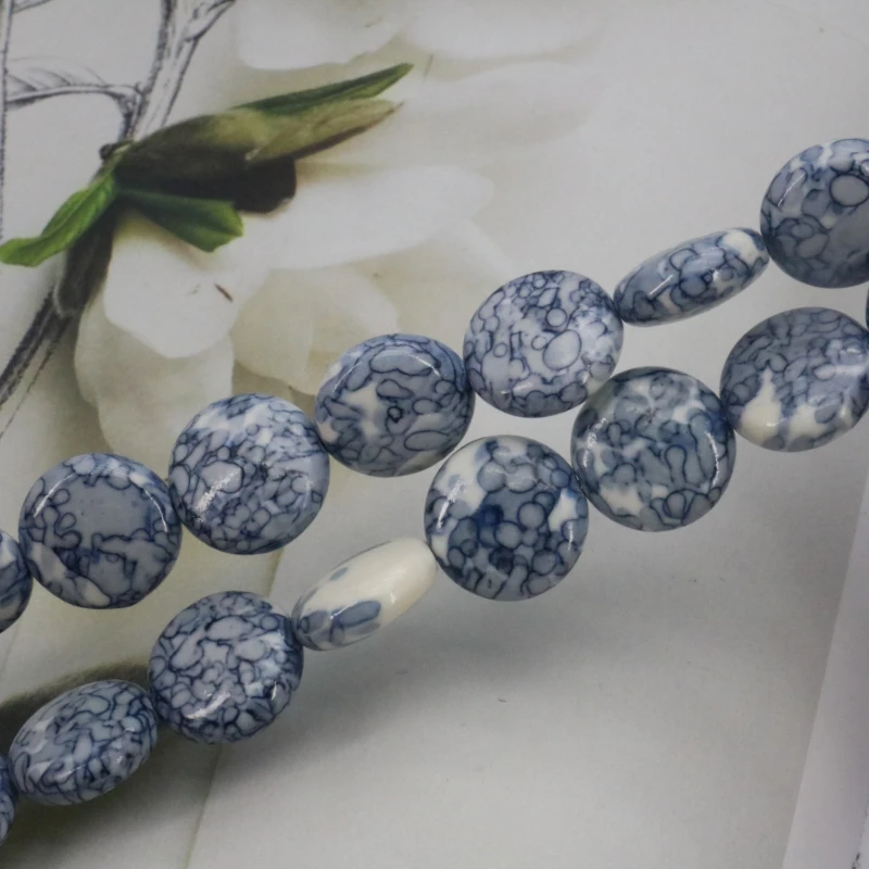 New!Riverstones Coin Shape Loose Beads 16mm DIY 15 Inches Three Colors To Choose Women Beautiful Fashion Jewelry Making