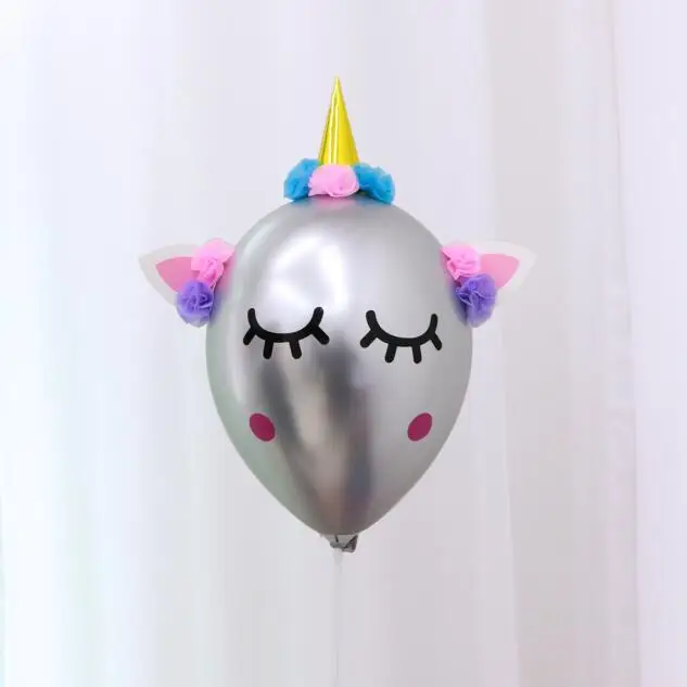 silver 1 комплект DIY Единорог вечерние металлические хромированные единороги воздушные шары 12 дюймов латексные воздушные шары Дети День Рождения Вечеринка ребенок душ украшения поставки - Цвет: silver