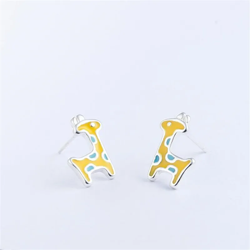

New Personality Korean Style Cute Animal 925 Sterling Silver Fashion Jewelry Colorful Deer Zebra Sweet Stud Earrings E544