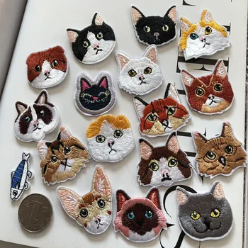 

17Pcs No Repeat Lovely Cat Patch Embroidery Applique Iron On Clothing Jean Stick Cartoon Patches For Clothes Patchwork Diy Black