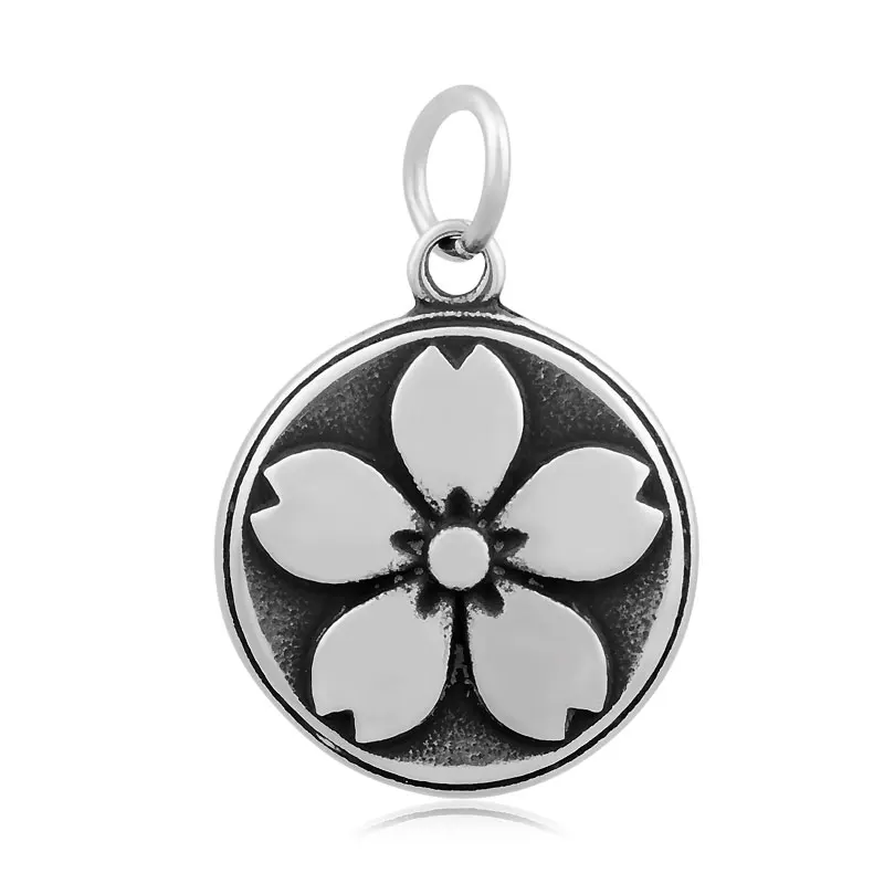 

20pcs/lot Sakura Titanium Stainless Steel European Charms Dangle Pendants DIY Jewelry Accessories SCB488