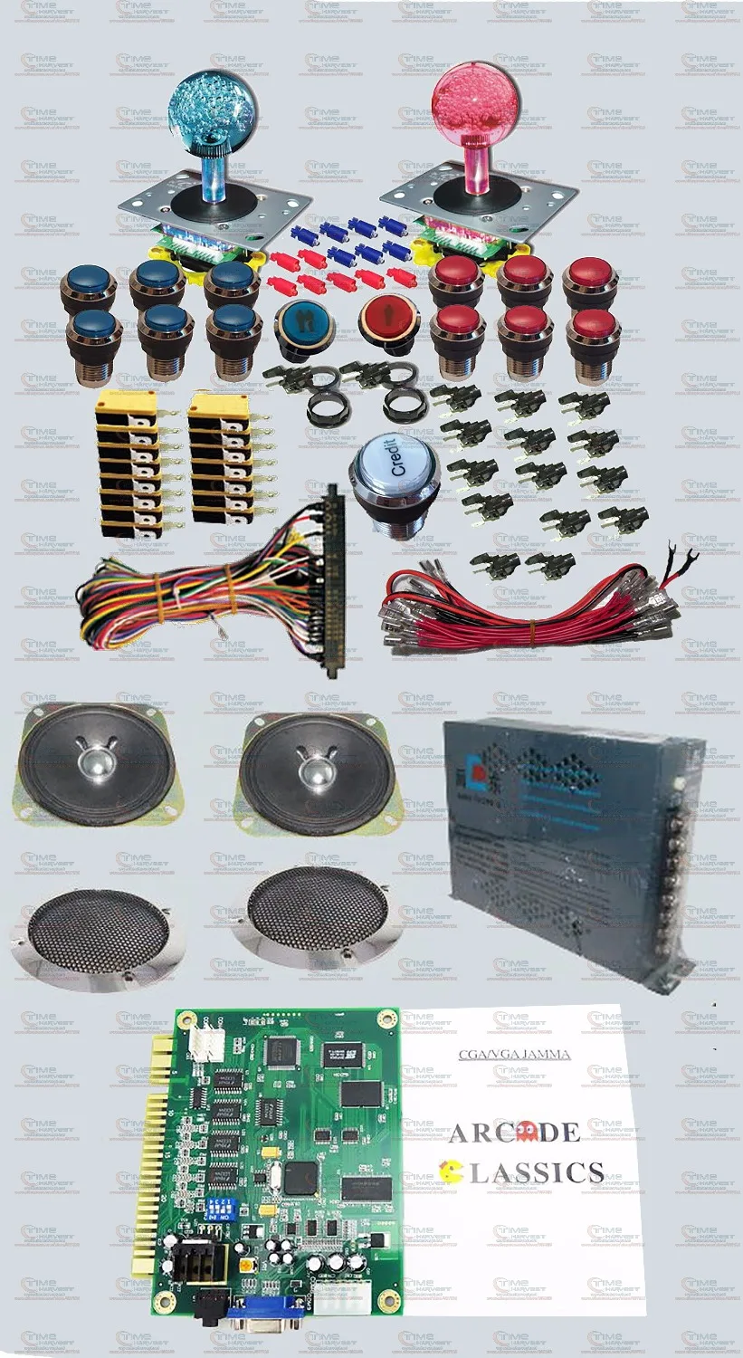 

Arcade parts Bundles kit Pandora's Box 4S + plus illuminated Joystick Silver illuminated buttons Jamma Harness Power supply LED