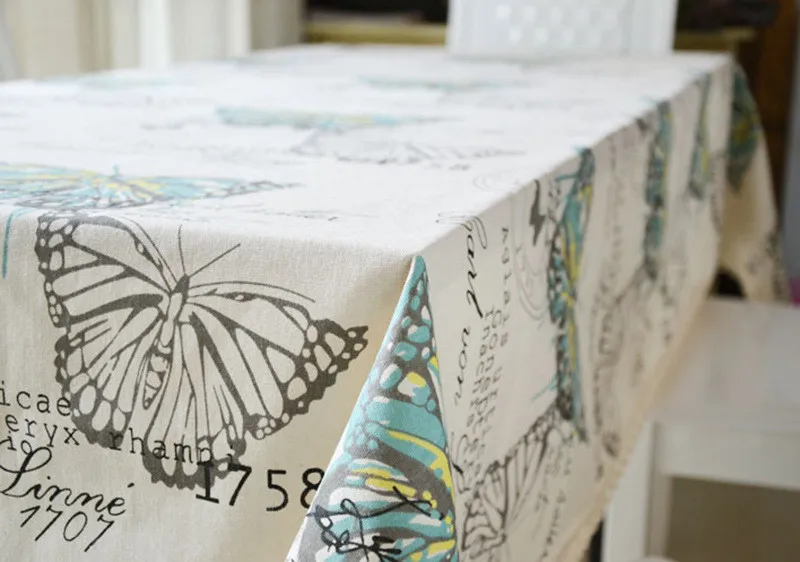 كتابات فراشة المطبوعة سماط الكتان الجدول القماش الجدول القماش القطن مستطيل رف كوادرادو