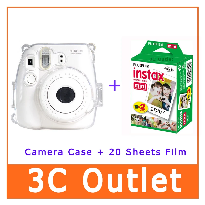 

Fujifilm Instax Mini Film 20 Sheets Instant Film + Fuji Instant Mini8 Camera Transparent Crystal Case,Free Shipping