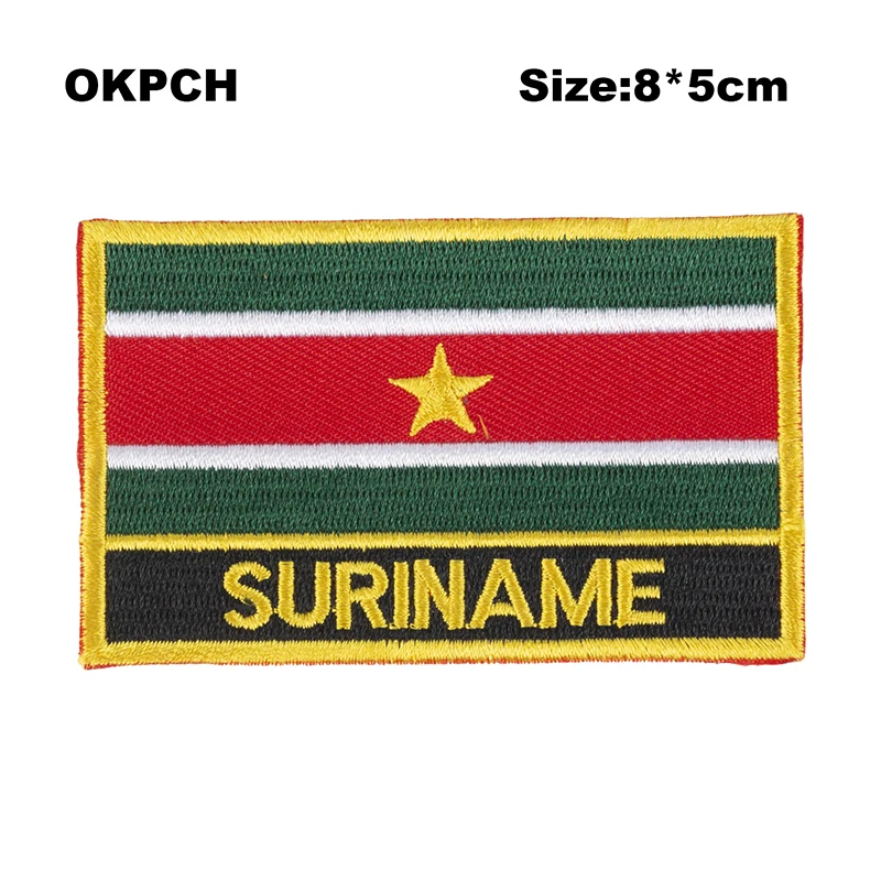 

Suriname Flag patcheswork fabric embroidery patch cutstom DIY stickers on clothing with iron PT0168-R