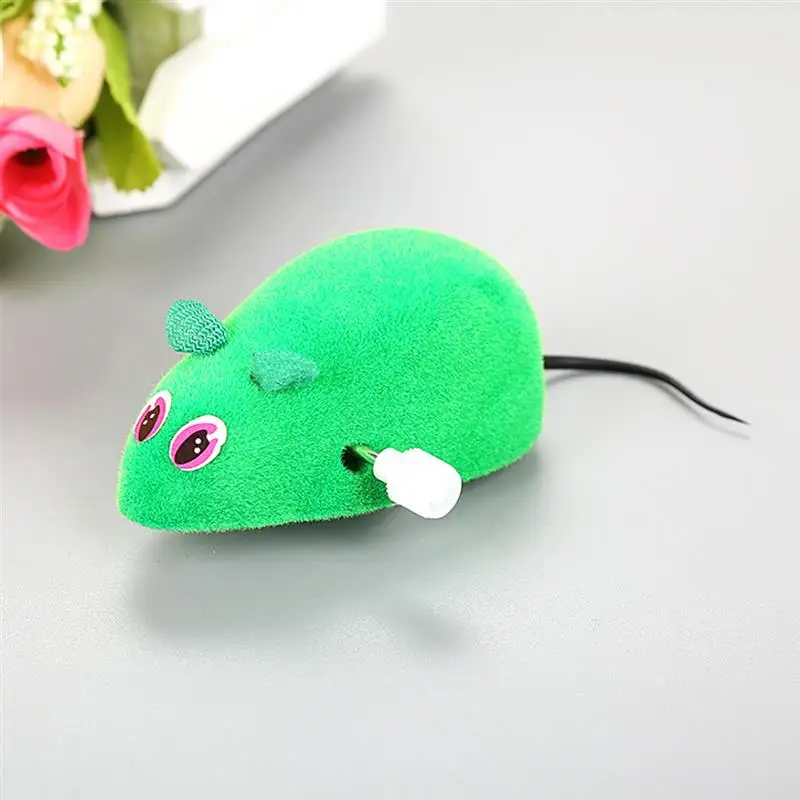 2PCS Clockwork Wind Funny Running Mouse Rat Move Tail Cat Kitten Prank Toy Gift Mice Toy Interactive Funny Cat Pet Toy