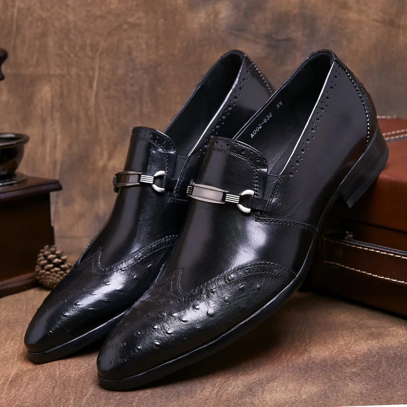 Fashion Black brown tan pointed toe loafers font b mens b font dress font b shoes
