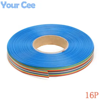 

5 meter 1.27mm Spacing Pitch16 Way 16P Flat Color Rainbow Ribbon Cable Wiring Wire Stranded Conductor For PCB DIY 16 Way 16 Pin