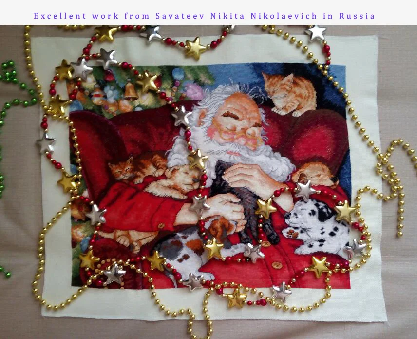 Cross Stitch Kit Santa's Nap Sleep Sleeping Asleep Santa Christmas Gift dim 08836