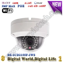 DS-2CD2155F-IWS 5MP IP Камера POE Аудио Интерфейс Сигнализации H.265 Купольная камера Камера ВИДЕОНАБЛЮДЕНИЯ WI-FI onvif 30 М ИК Wireless security камера
