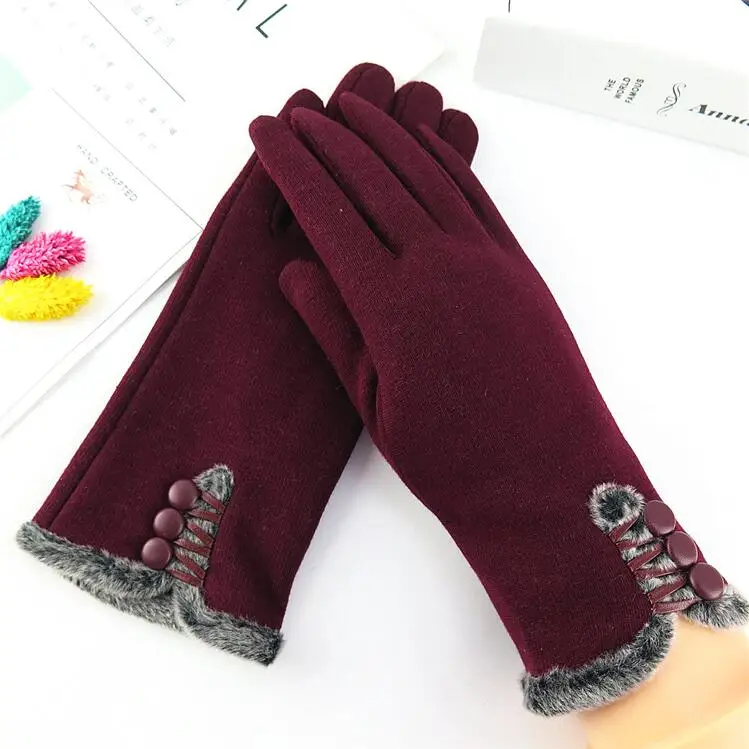 Autumn and winter women's thicken Thermal velvet fabric gloves lady's