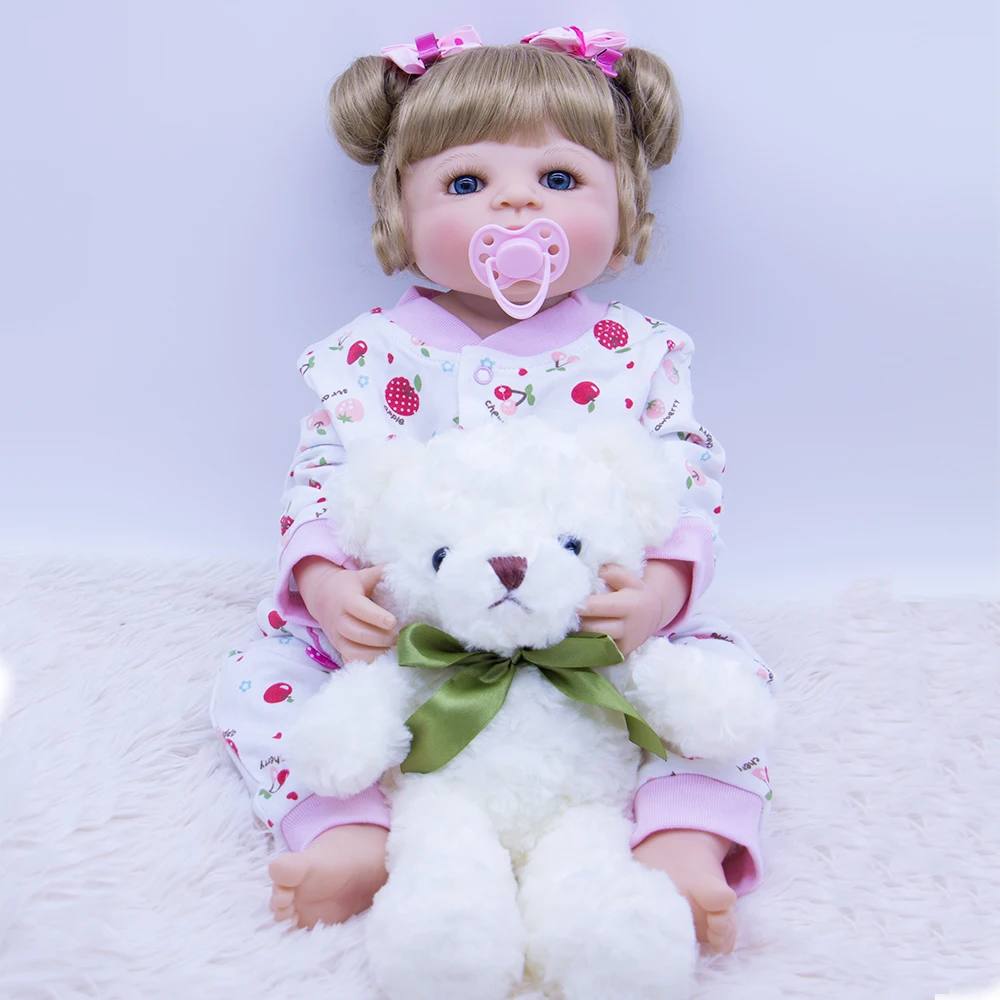 

bebe reborn doll 22" Full slicone reborn Adorable baby dolls high quality Handmade Gift sof hair Princess Bonecas For children